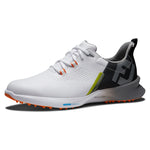 FootJoy Men's FJ Fuel Golf Shoe, White/Black/Orange, 12 X-Wide