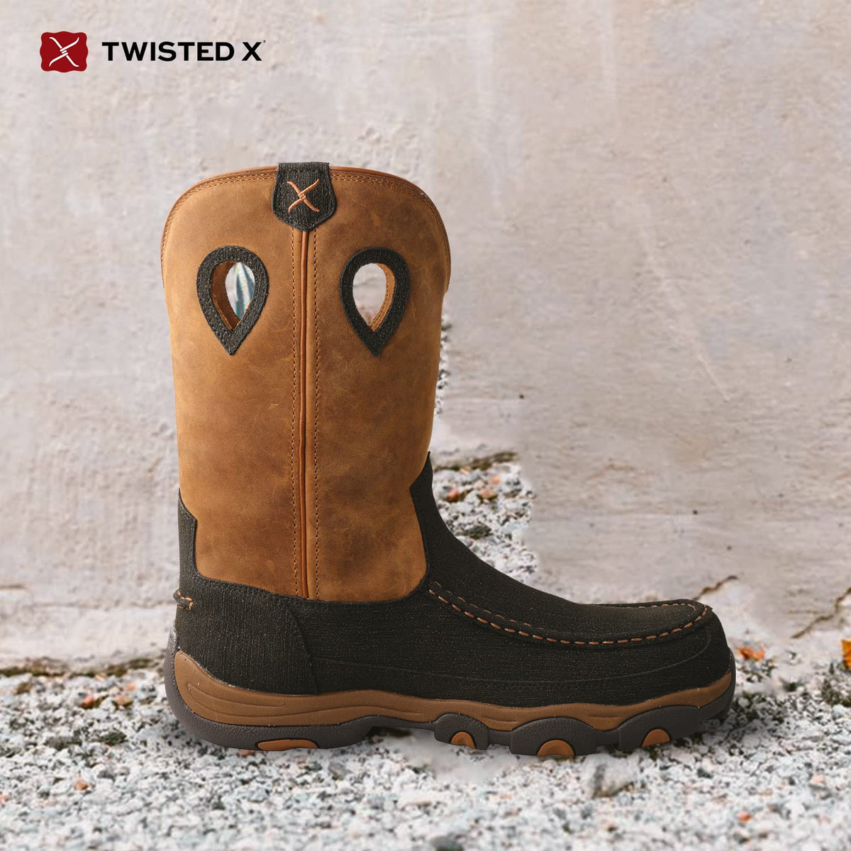 Twisted X Men's 11" Work Pull On Hiker Boot, Moc Toe Nano Toe with CellSole, Charcoal & Tan, 8.5 M
