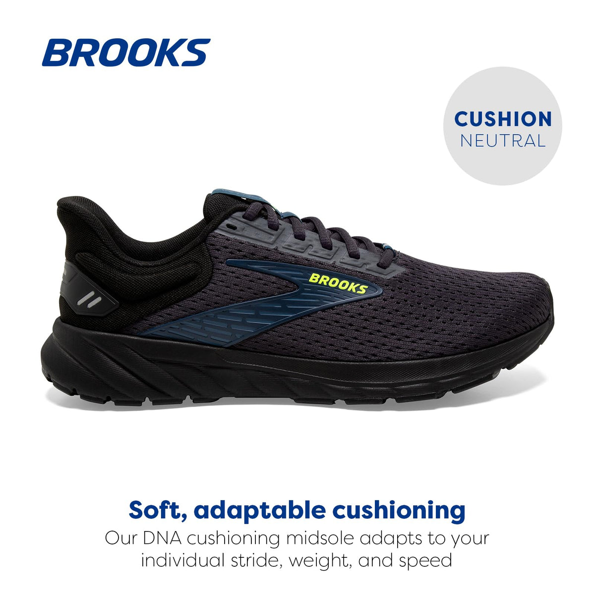 Brooks Men’s Anthem 6 Neutral Running Shoe - Ebony/Black/Blue - 8.5 Medium