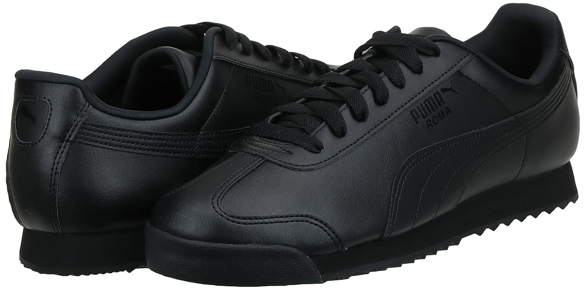 PUMA Mens Roma Sneaker, Basic black-black, 11