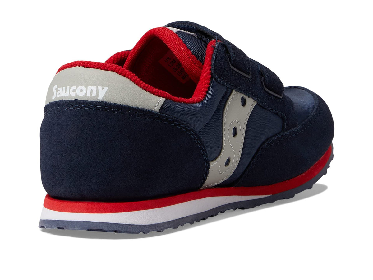 Saucony Baby Jazz Hook & Loop Sneaker, Navy/Grey/Red, 10.5 US Unisex Little Kid