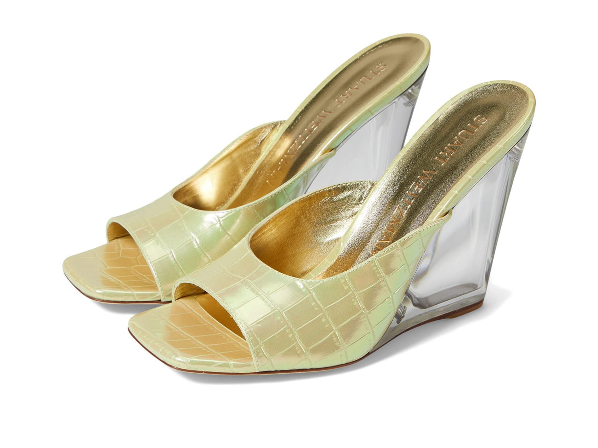 Stuart Weitzman Tia 100 Lucite Wedge Ice 9.5 B