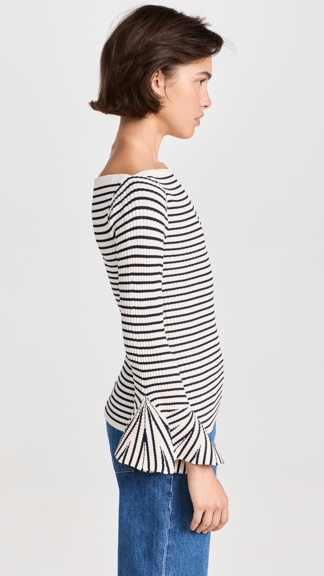 ALC Women's Aster Top, Antico/Dark Sapphire, Stripe, Off White, S