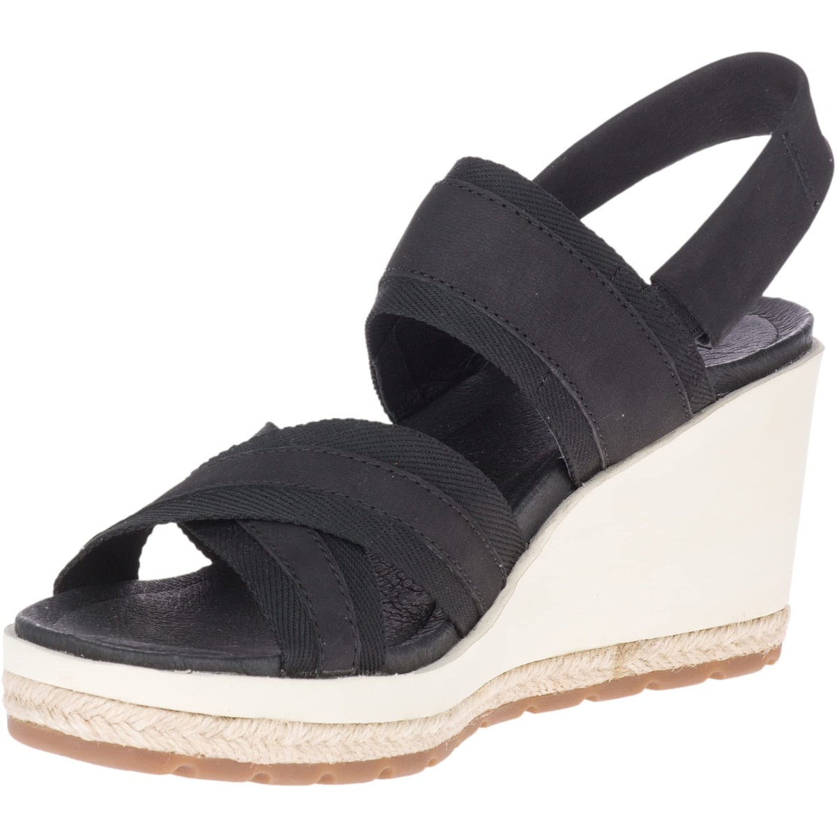 Merrell womens Kaiteri Wedge Strap Sandal, Black, 9 US