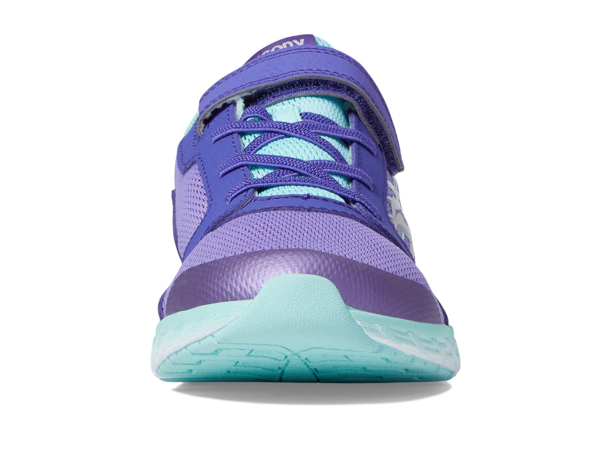 Saucony Wind Alternative Closure 2.0 Running Shoe, Purple/Turq, 2.5 Wide US Unisex Big_Kid