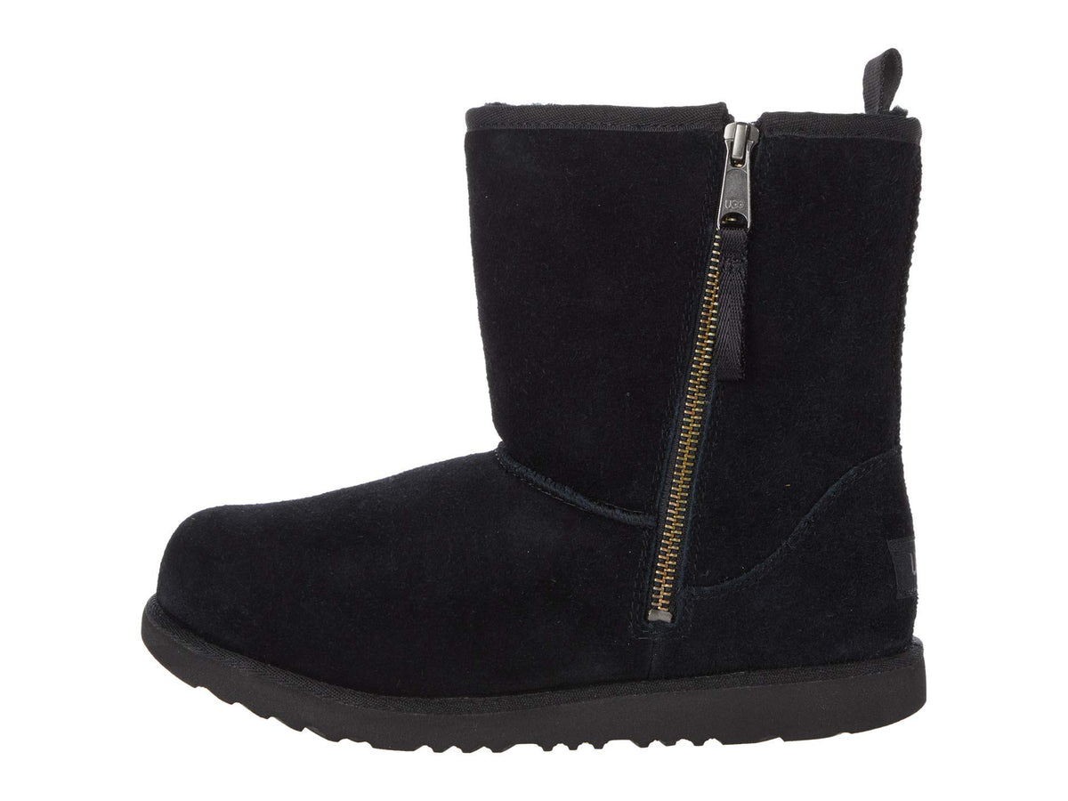 UGG Classic Short Dual Zip II (Toddler/Little Kid/Big Kid) Black 4 Big Kid M