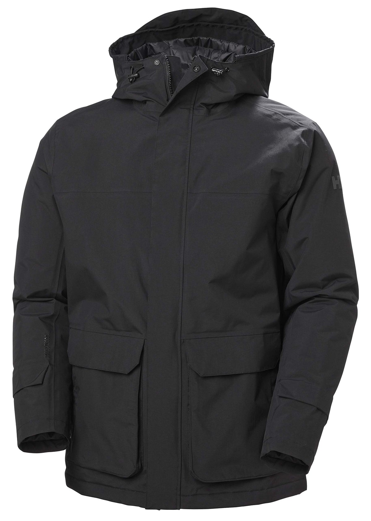 Helly-Hansen Mens Utility Waterproof Breathable Insulated Hooded Rain Jacket, 990 Black, Large