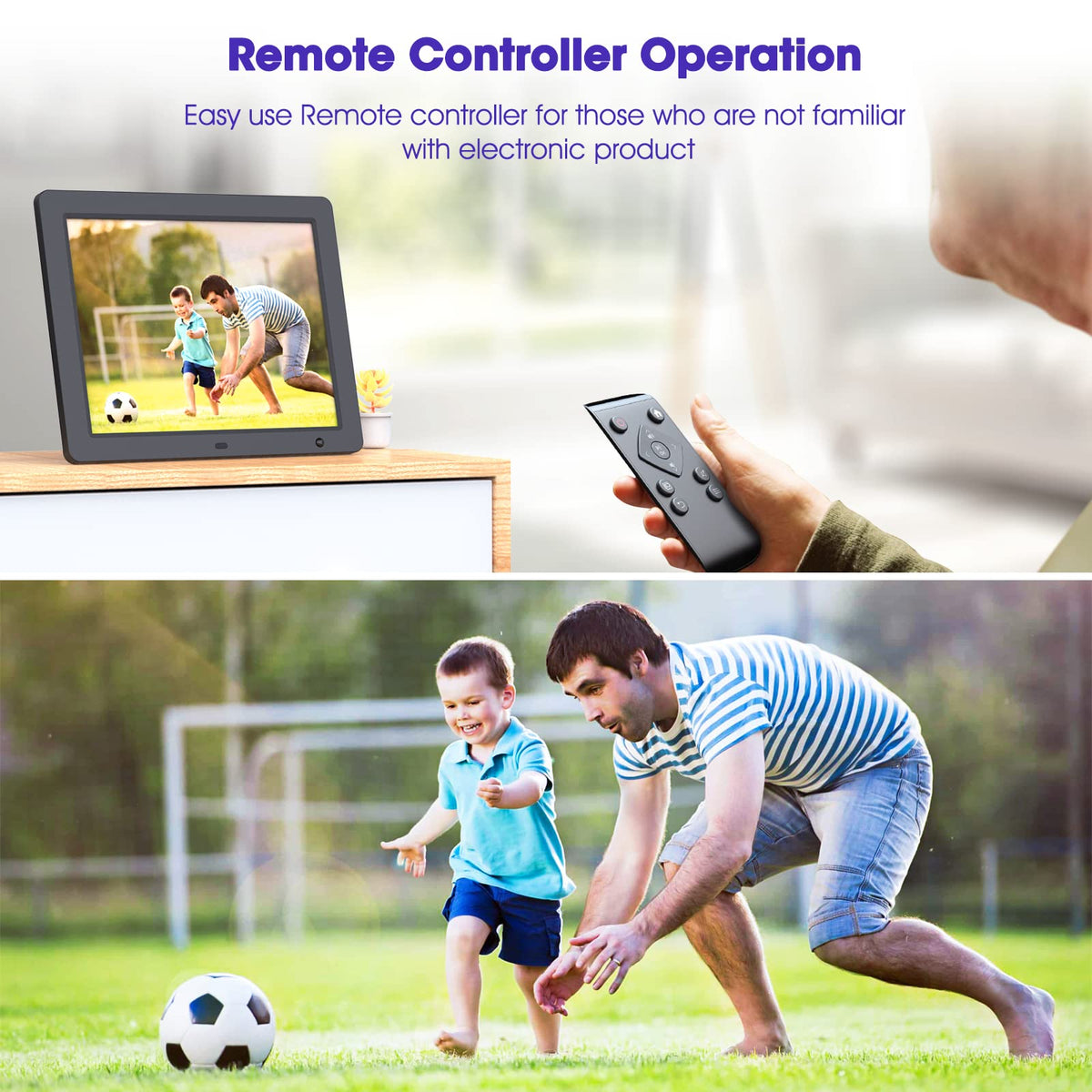 WiFi Digital Photo Frame 15 Inch Electronic Digital Picture Frame with Remote Control HD Display, Share Photos Videos via App & Email from Anywhere, Motion Sensor 16GB Storage, Black, F50