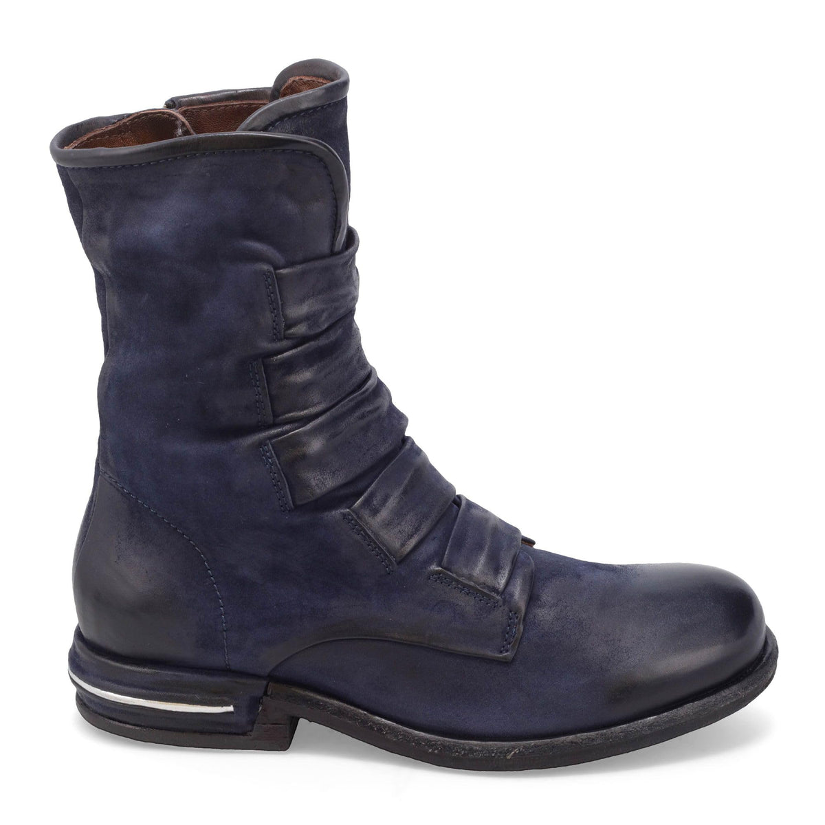 A.S.98 Traver Womens High-Ankle Boots Leather Boots w/Straps & Side Zipper (Midnight - 41EU)