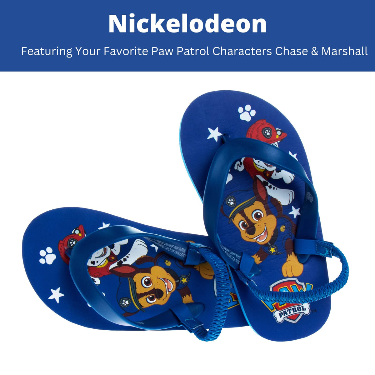 Nickelodeon Girls Boys character flip flops sandals kids water shoes - Paw Patrol Blues Clues Baby Shark - thong beach slides summer slip on quick dry toddler little kid 7-8 Toddler Navy Blue
