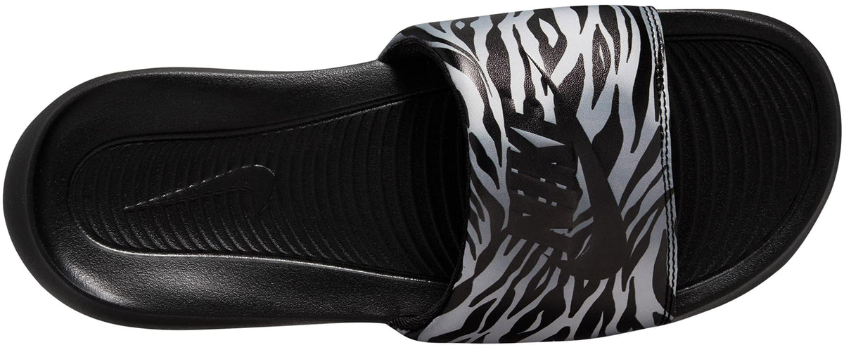 Nike Women's Victori One Slide Print Black/Black-Metallic Silver (CN9676 011) - 10