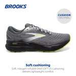 Brooks Men’s Ghost 16 Neutral Running Shoe - Primer/Grey/Lime - 15 Wide