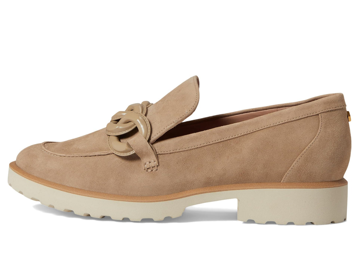 Cole Haan Women's Geneva Chain Loafer, Dark Latte Suede, 8