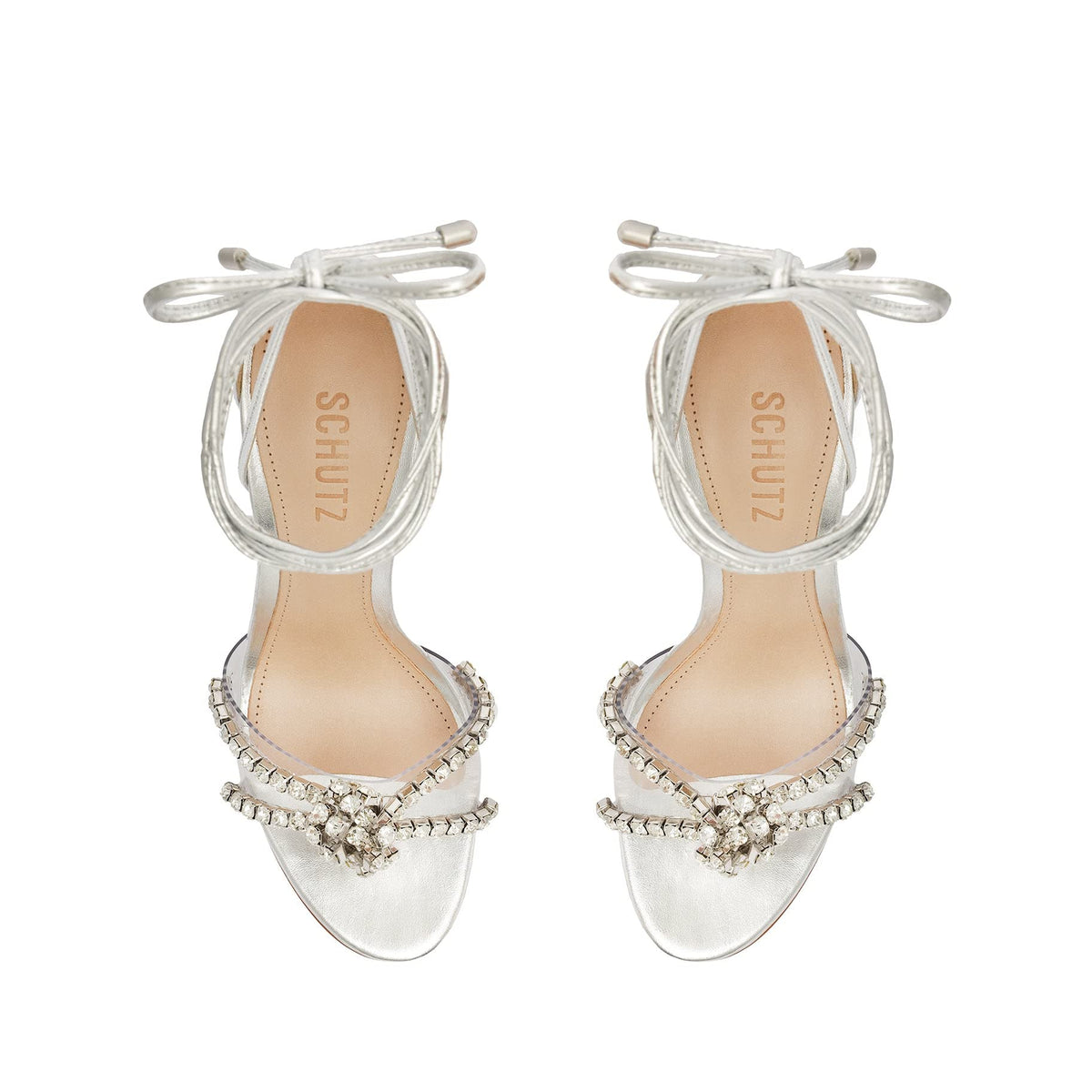 SCHUTZ Womens Jayda Studded Leather Heels Silver 9 Medium (B,M)