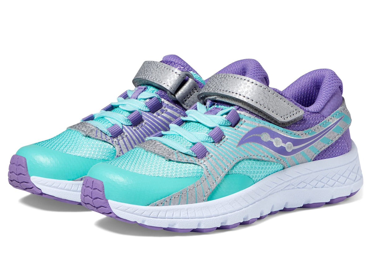 Saucony® Kids Velocer A/C Summer Shoes for Kids – Molded EVA Construction – Rubber Outsole (Little Kid/Big Kid) Mint/Purple 1 Little Kid W