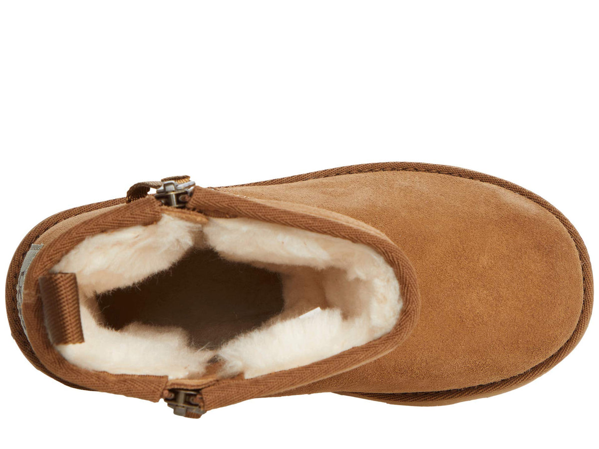 UGG Classic Short Dual Zip II (Toddler/Little Kid/Big Kid) Chestnut 13 Little Kid M