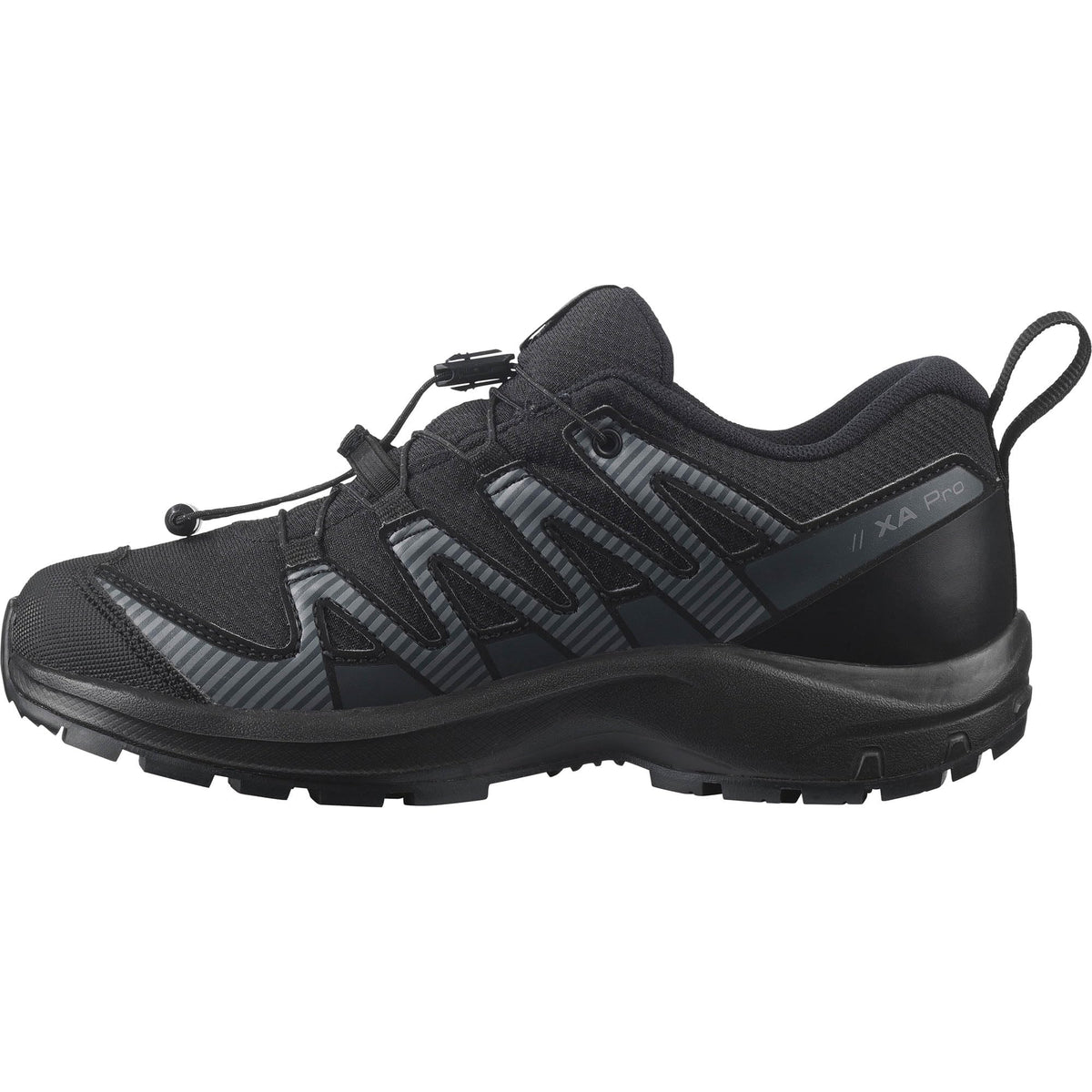 Salomon Junior XA PRO V8 CLIMASALOMON™ WATERPROOF Outdoor Shoes for Kids, Black / Black / Ebony, 7