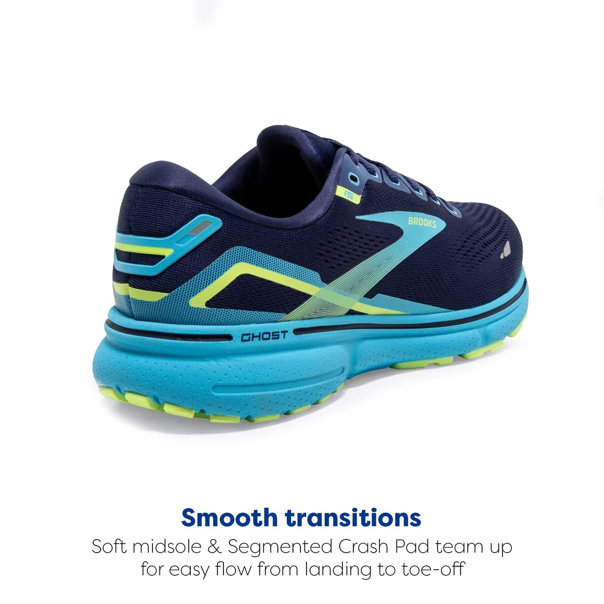 Brooks Men's Ghost 15 Running Shoe - Navy/Blue/Green - 15 Medium