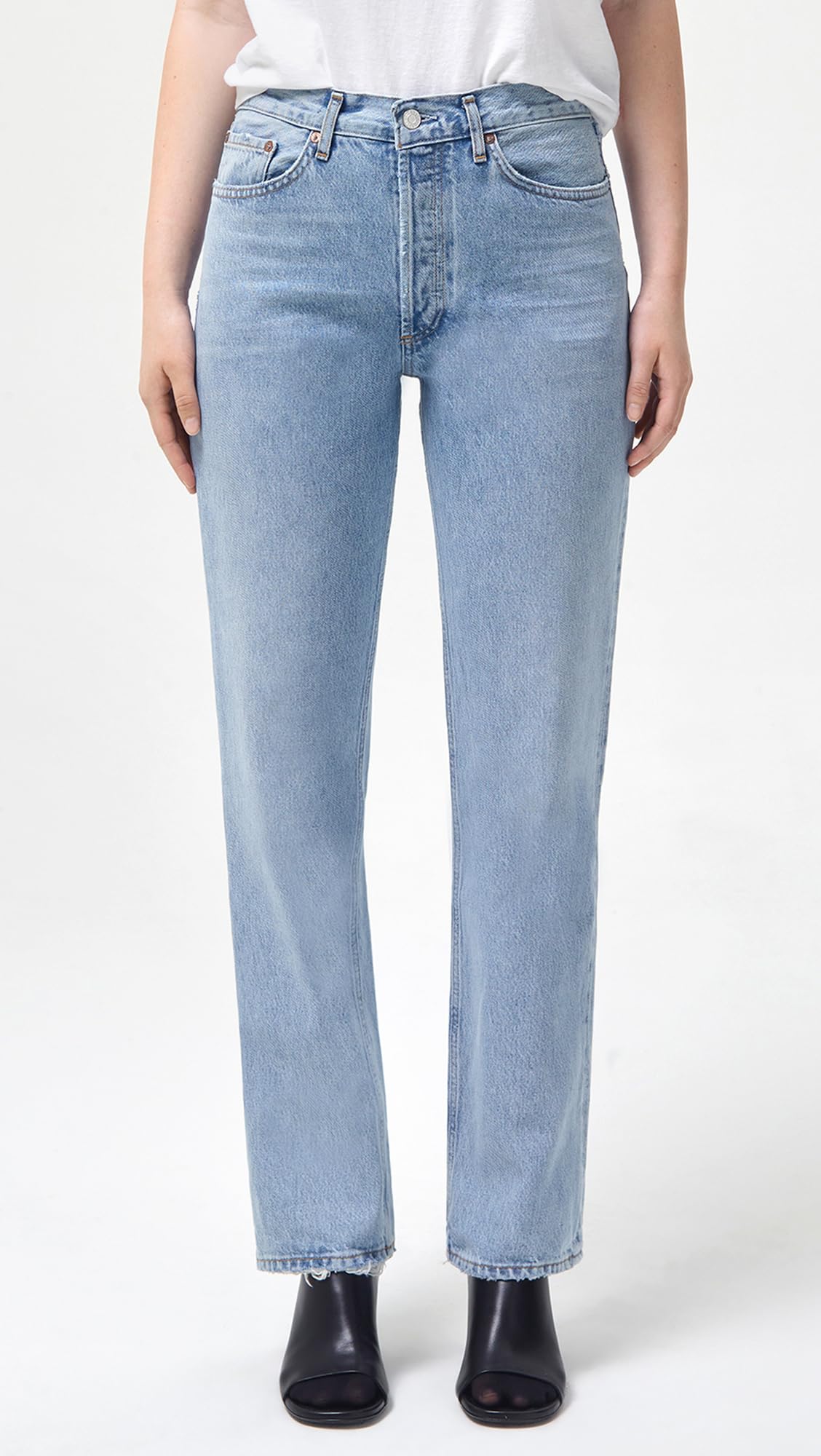 AGOLDE Women's Lana Mid Rise Straight Jeans, Fiction, Blue, 31