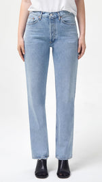 AGOLDE Women's Lana Mid Rise Straight Jeans, Fiction, Blue, 31