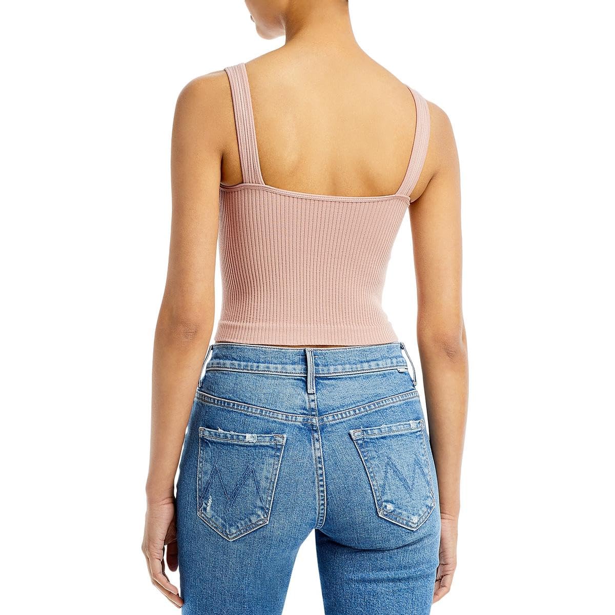 Free People Solid Rib Brami for Women - Scoop Neckline with Thick Shoulder Straps and Square Back, Comfortable Fit Brami Rose XS-SM (Women's 0-6) One Size