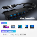4 in 1 USB Hub, oditton USB 3.0 Hub 5Gbps with USB C Interface, Slimline USB Splitter Adapter for Mac, iMac Pro, Mac Mini/Pro, Surface Pro, Dell, HP and More