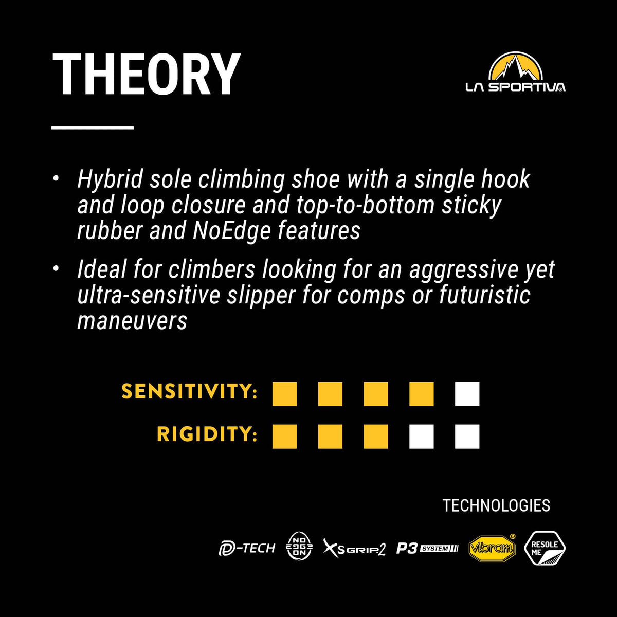 La Sportiva Theory Climbing Shoe - Men's Black/Yellow 40