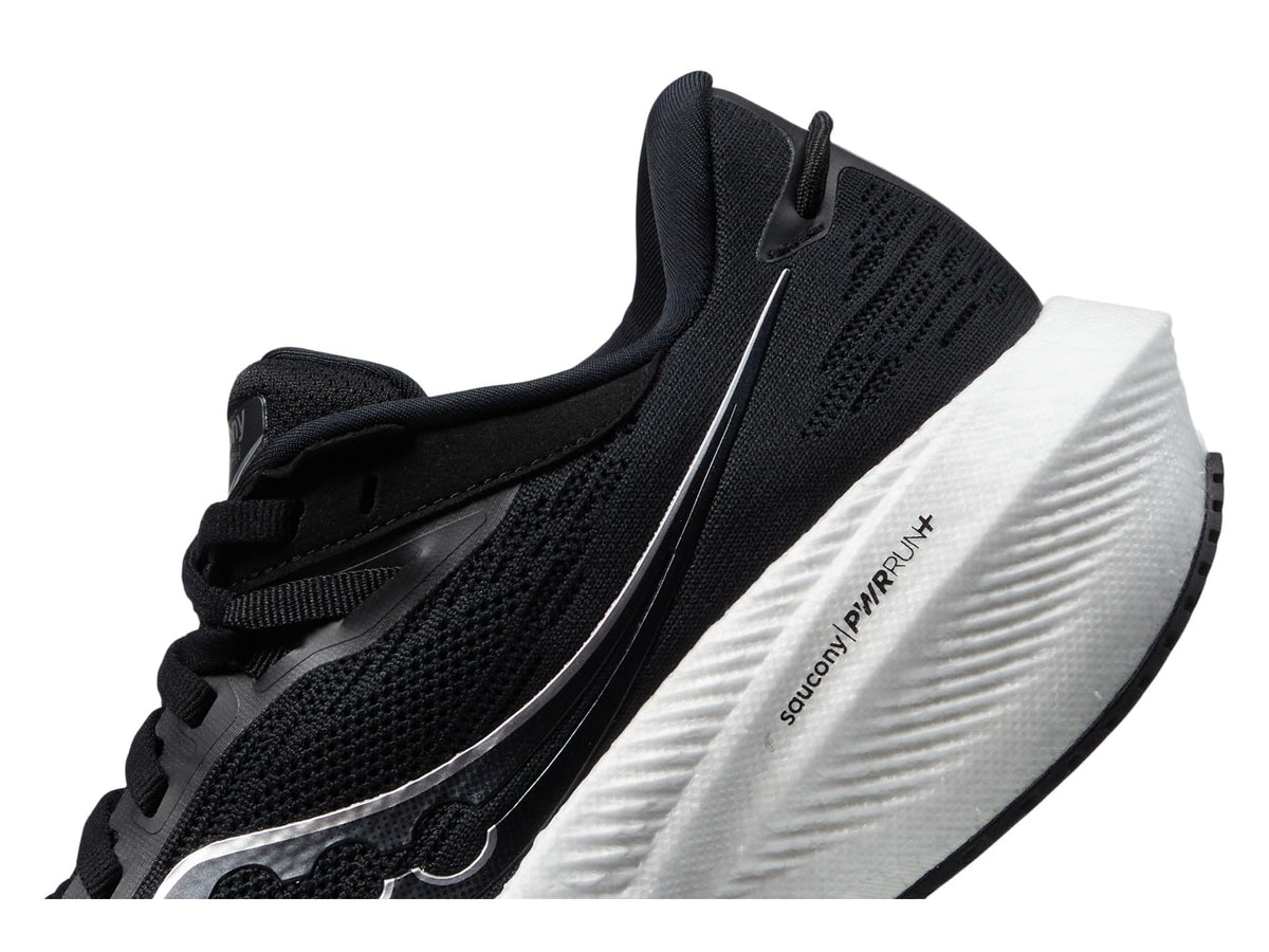 Saucony Women's Triumph 21 Sneaker, Black/White, 5.5 Wide