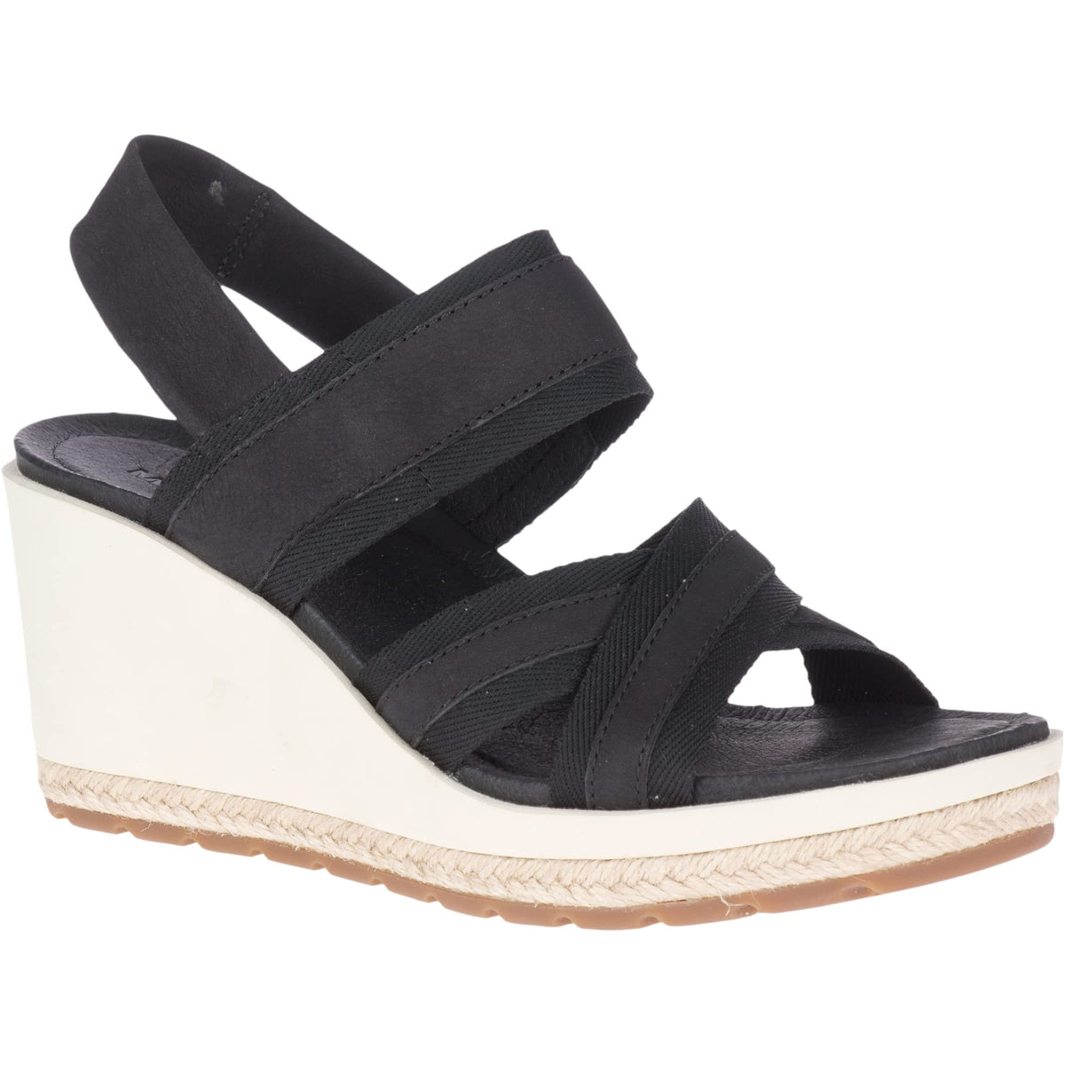 Merrell womens Kaiteri Wedge Strap Sandal, Black, 9 US