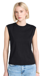 FRAME Women's Muscle Crew Tank, Black, XS