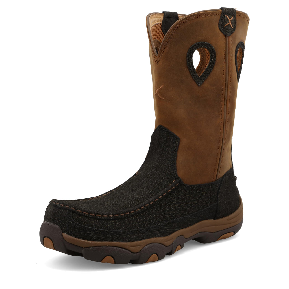 Twisted X Men's 11" Work Pull On Hiker Boot, Moc Toe Nano Toe with CellSole, Charcoal & Tan, 8.5 M