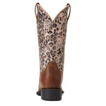 ARIAT BMVY9 Womens Round Up Wide Square Toe Western Boot Pearl Brown/Metallic Leopard 9