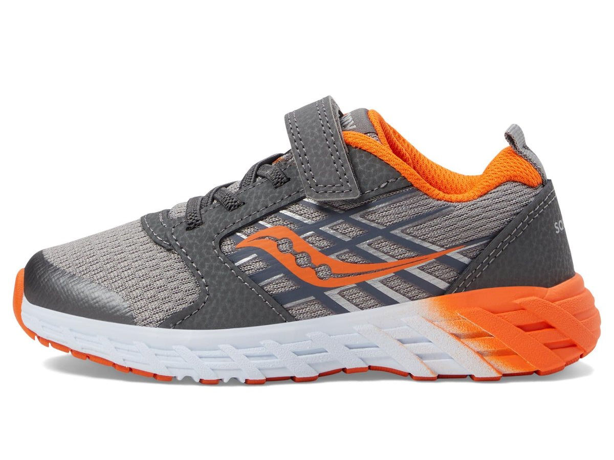 Saucony Wind Alternative Closure 2.0 Sneaker, Grey/Orange, 1 US Unisex Big Kid
