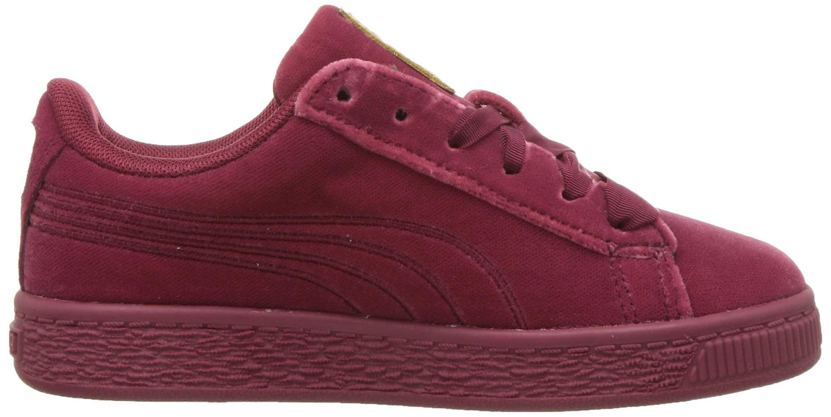 PUMA Kids Baby Girl's Basket Classic Velour (Toddler) Tibetan Red/Metallic Gold 4 Toddler M