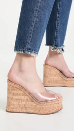 SCHUTZ Women's Dalle Vinyl Sandals, Transparente, Tan, 6 Medium US