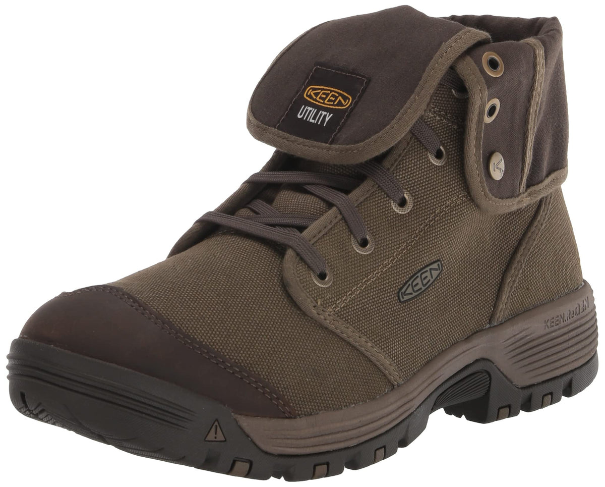KEEN Utility Men's Roswell Mid Height Soft Toe CanvasWork Boots, Military Olive/Black Olive, 7.5