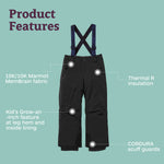 Marmot Kid's Edge Insulated Snow Pant - Kids Snowpants for Winter, Skiing, Snowboarding, Tubing, and Snow Fun, Black, X-Large