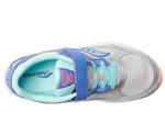 Saucony Cohesion 14 Alternative Closure JR Running Shoe, Silver/Periwinkle/Turq, 9.5 Wide US Unisex Little_Kid
