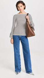 ALC Women's Aster Top, Antico/Dark Sapphire, Stripe, Off White, S