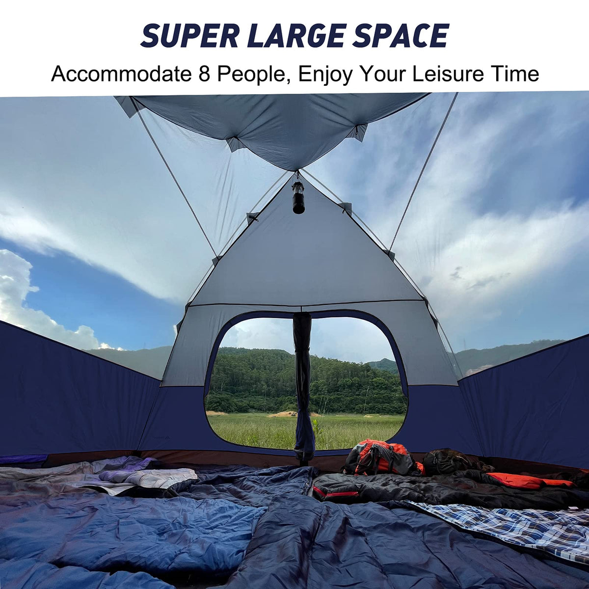 Forceatt 8 Person Tent, Waterproof and Ventilated Camping Tent for 4 Seasons, Dome Cabin Tent with Storage Bag, The Tent has a Large Space for Family Gatherings, Hikingand and Outdoors Activities