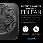 Treva 10-Inch Portable Fan, Powered by Battery and/or AC Adapter - Desk Fan Air Circulating with 2 Cooling Speeds for Personal and Travel Use (Black)
