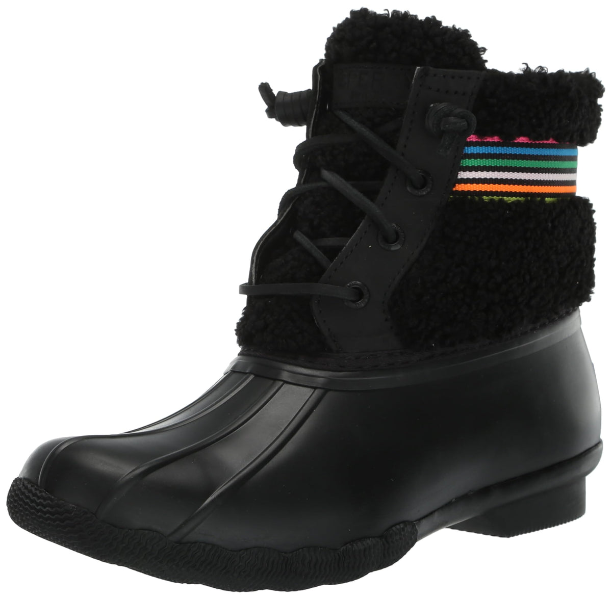Sperry Women's Saltwater Sherpa Rain Boot, Rainbow Black, 11