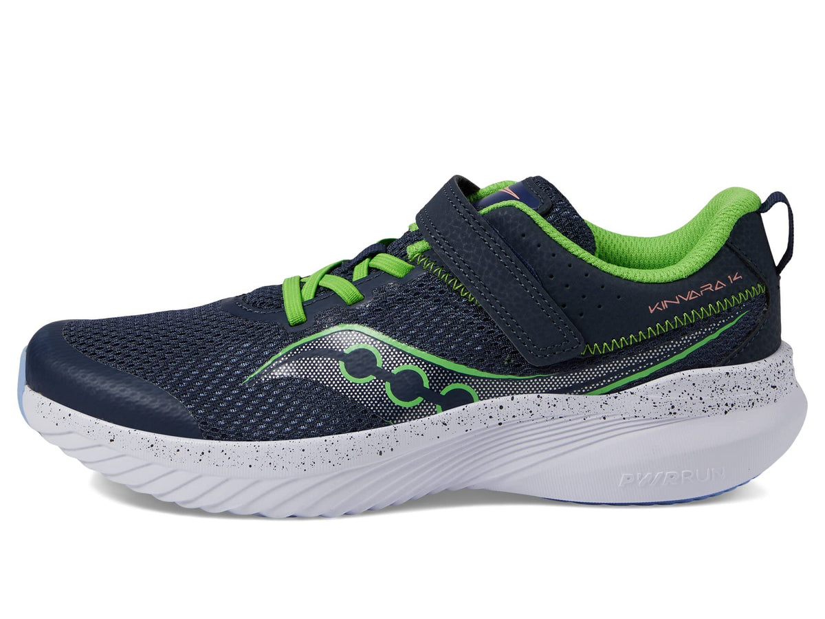 Saucony Kinvara 14 Alternative Closure Sneaker, Navy/Green, 1.5 US Unisex Big Kid