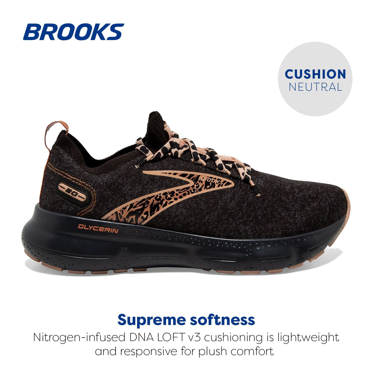 Brooks Women’s Glycerin StealthFit 20 Neutral Running Shoe - Black/Ebony/Maple - 12 Medium