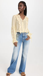 PAIGE Women's Haiku Blouse, Pale Daffodil Multi Mix, S