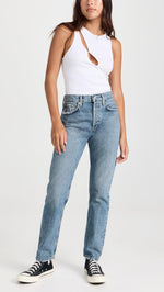 AGOLDE Women's Parker Long Jeans, Invention, Blue, 30