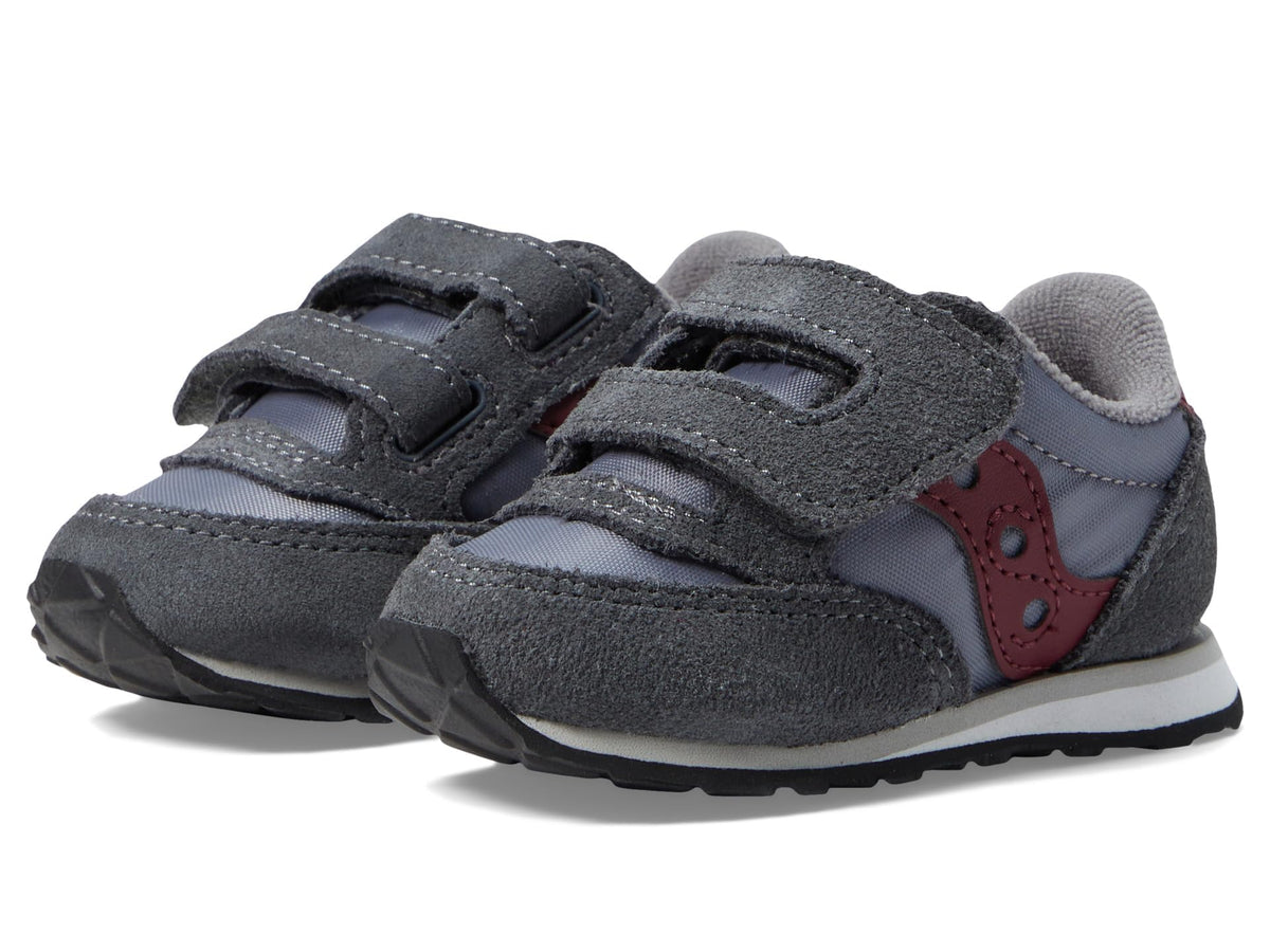 Saucony Boy's Original Jazz Hook & Loop (Toddler/Little Kid) Grey/Dark Red 11.5 Toddler M