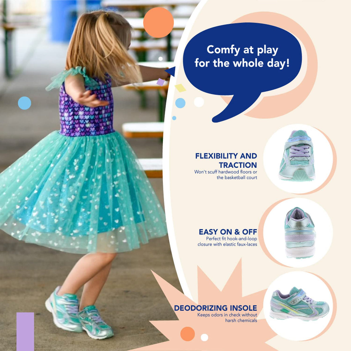 TSUKIHOSHI 3537 GLITZ Strap-Closure Machine-Washable Child Sneaker Shoe with Wide Toe Box and Slip-Resistant, Non-Marking Outsole - For Toddlers and Little Kids, Ages 1-8 Little Kid (4-8 Years) 11 Little Kid Mint/Lavender