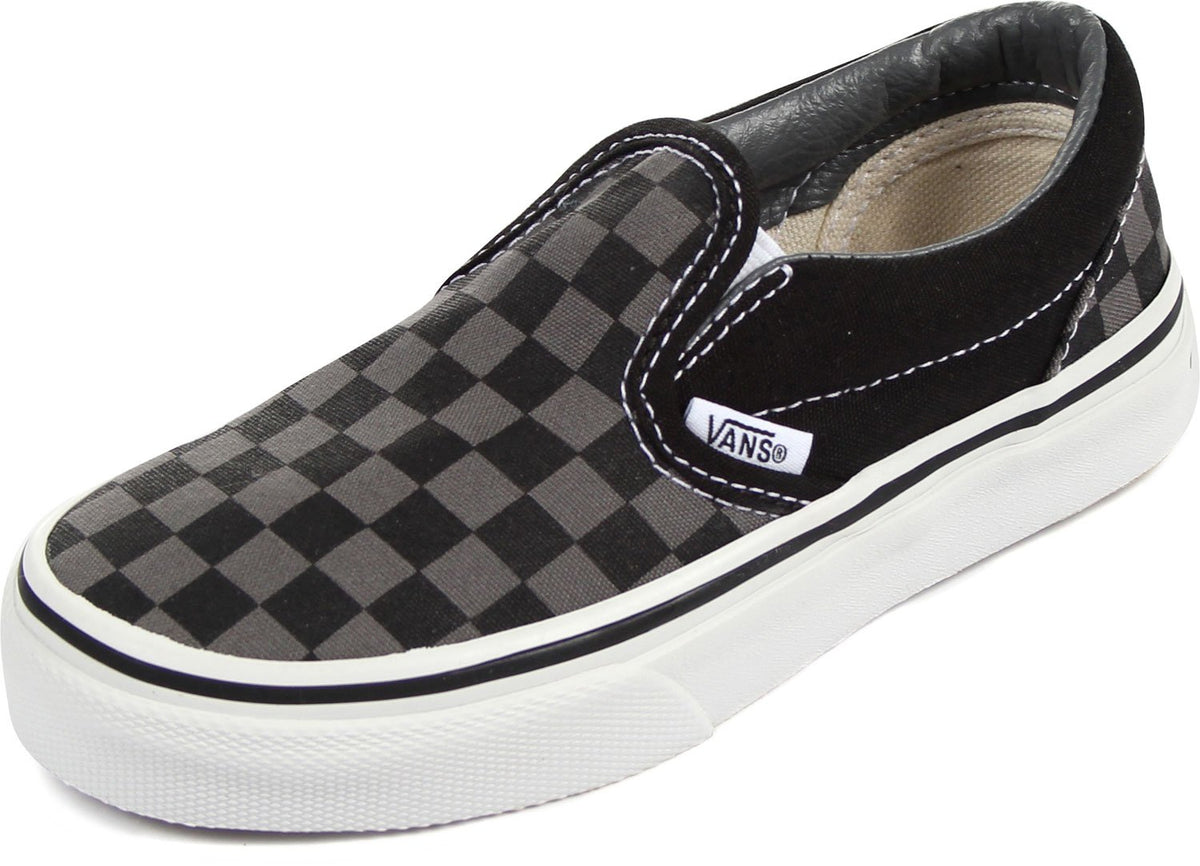 Vans Boys' Classic Slip-On (Tod/Yth) - (Checkerboard) Black/Pewter - 2 Youth