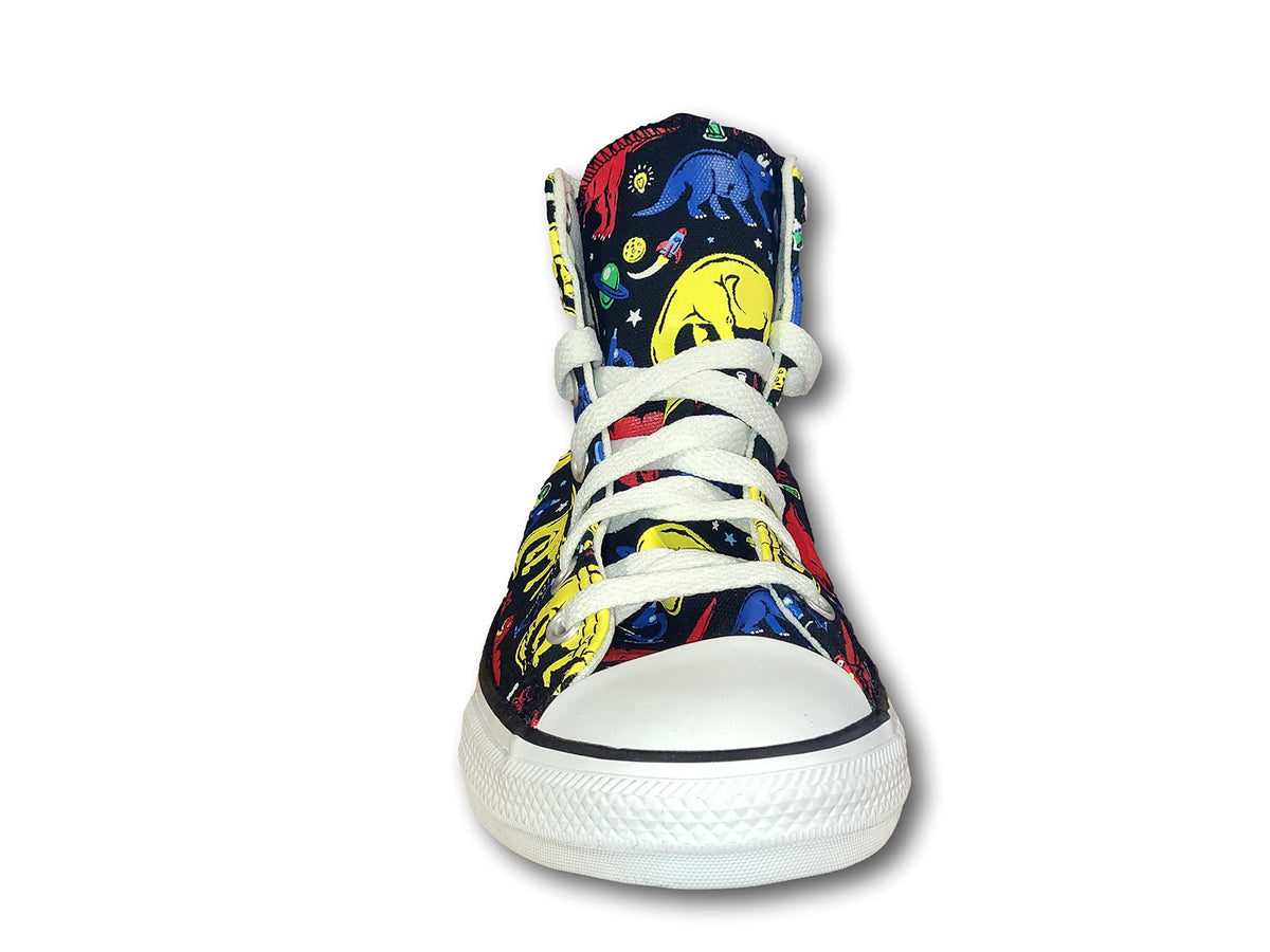 Converse Unisex-Child Chuck Taylor All Star Canvas High Top Sneaker, Black/Multi/White, 2 Little Kid